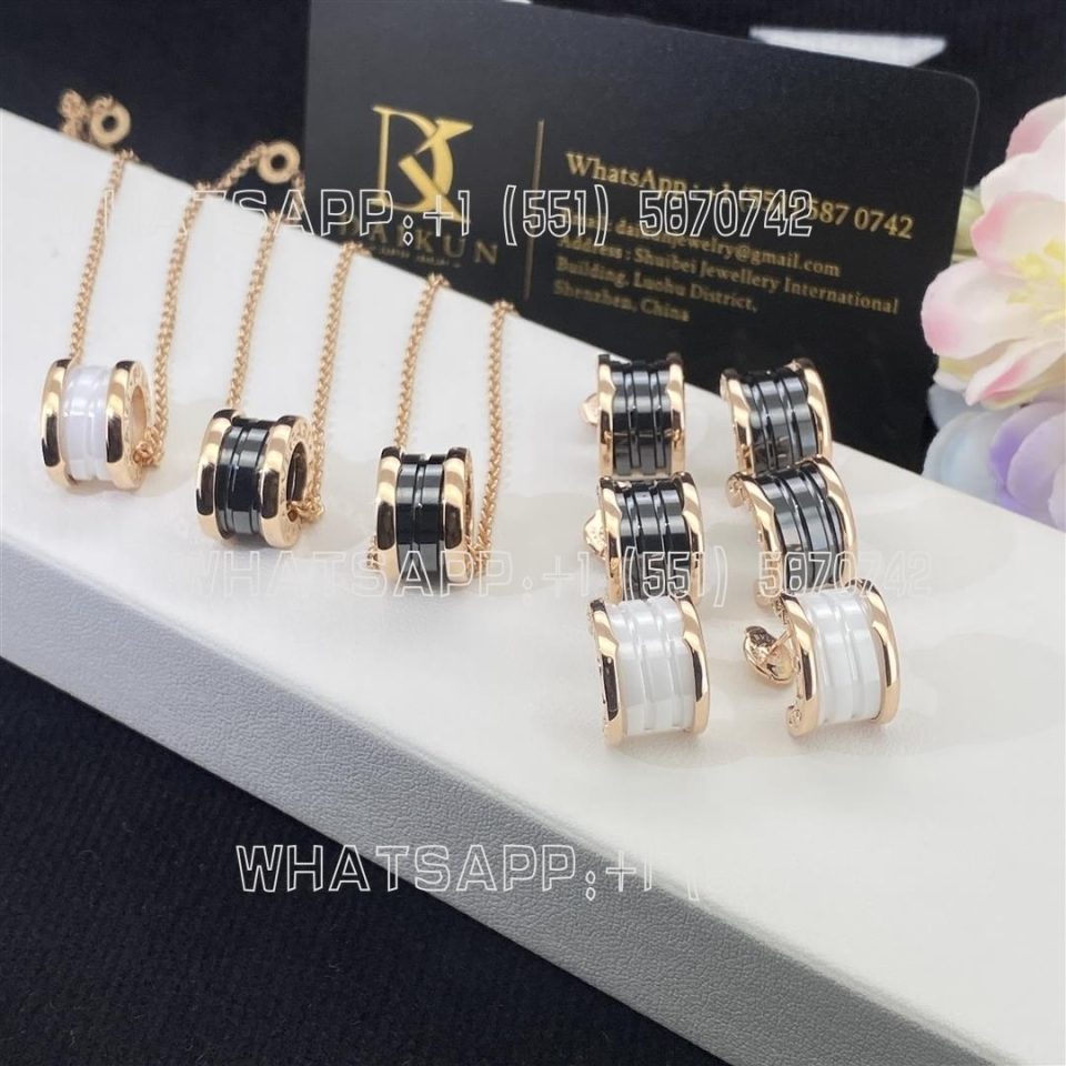 Custom Jewelry Bulgari B.zero1 earrings 18K Rose Gold and black ceramic 347405