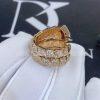 Custom Jewelry Bulgari Serpenti Viper Twp-Coil Ring in 18K Rose Gold with Full Pave Diamonds and a Rubellite on the Head