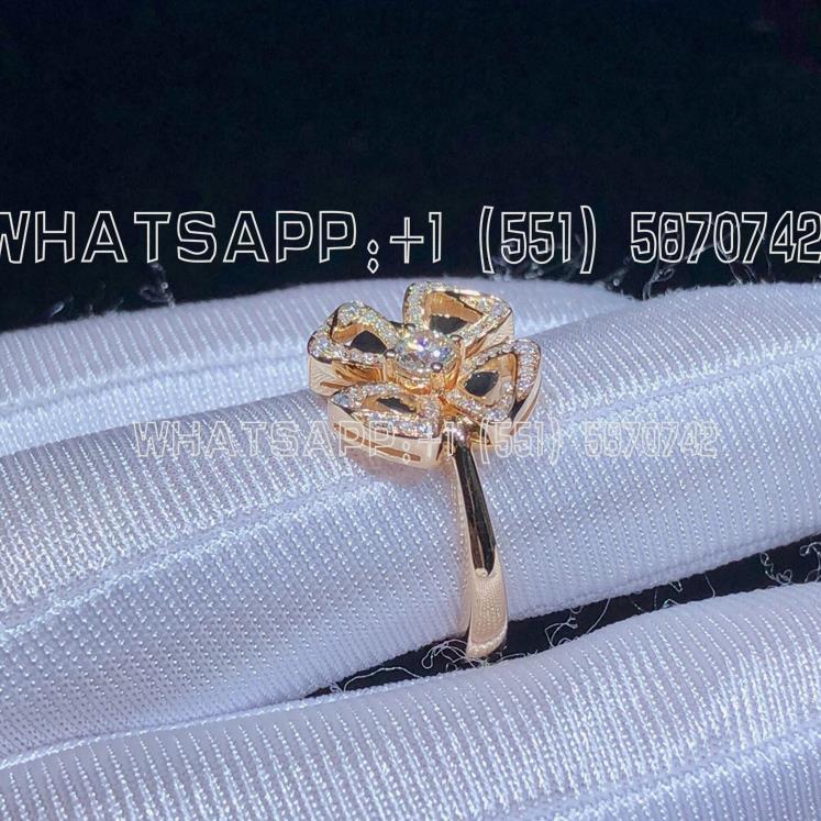 Custom Jewelry Bulgari Fiorever Ring in 18k rose gold with a diamond and pavé diamonds 355869