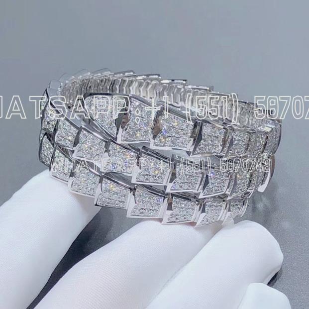 Custom Jewelry Bulgari Serpenti two-coil bracelet in 18K White Gold, set with full pavé diamonds 345203