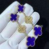 Custom Jewelry Van Cleef & Arpels Magic Alhambra Earrings, 3 Motifs Blue Agate Yellow Gold and Diamond