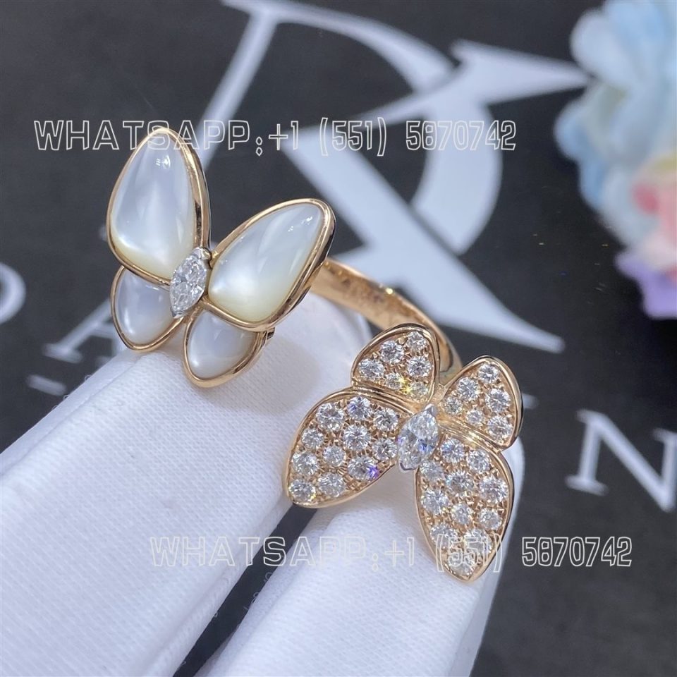 Custom Jewelry Van Cleef & Arpels Two Butterfly Between the Finger ring Mother-of-pearl VCARO7AL00