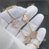 Custom Jewelry Van Cleef & Arpels Vintage Alhambra bracelet, 5 motifs Yellow Gold，Pink mother-of-pearl