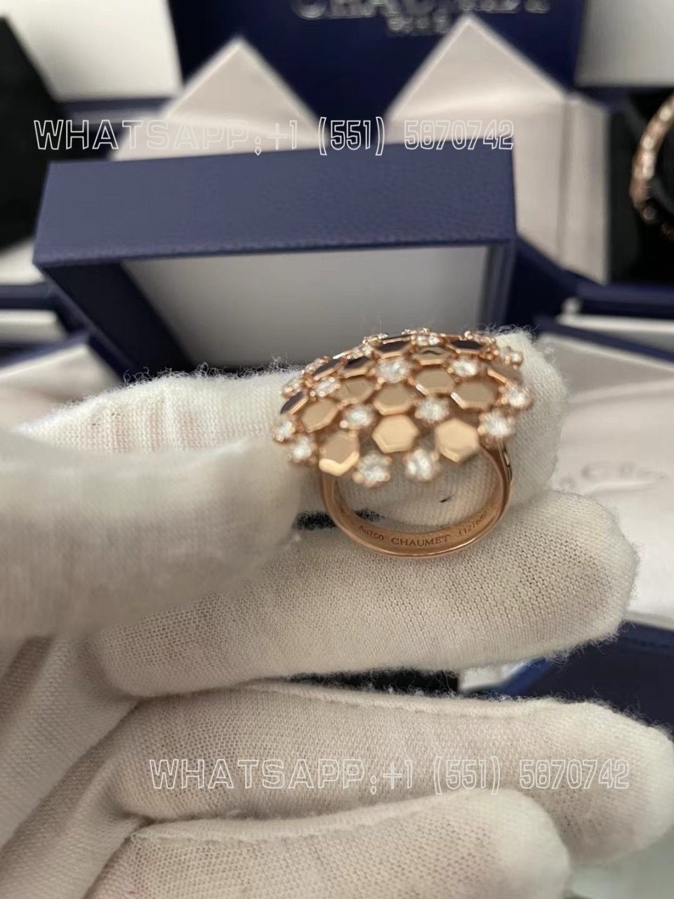 Custom Jewelry Chaumet Paris Bee My Love Ring Rose gold and diamonds 085391