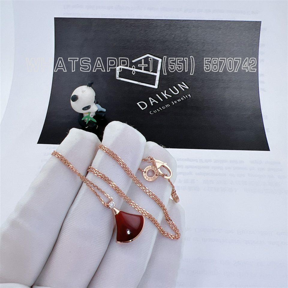 Custom Bvlgari Divas’ Dream 18k Rose Gold Carnelian Diamond Necklace