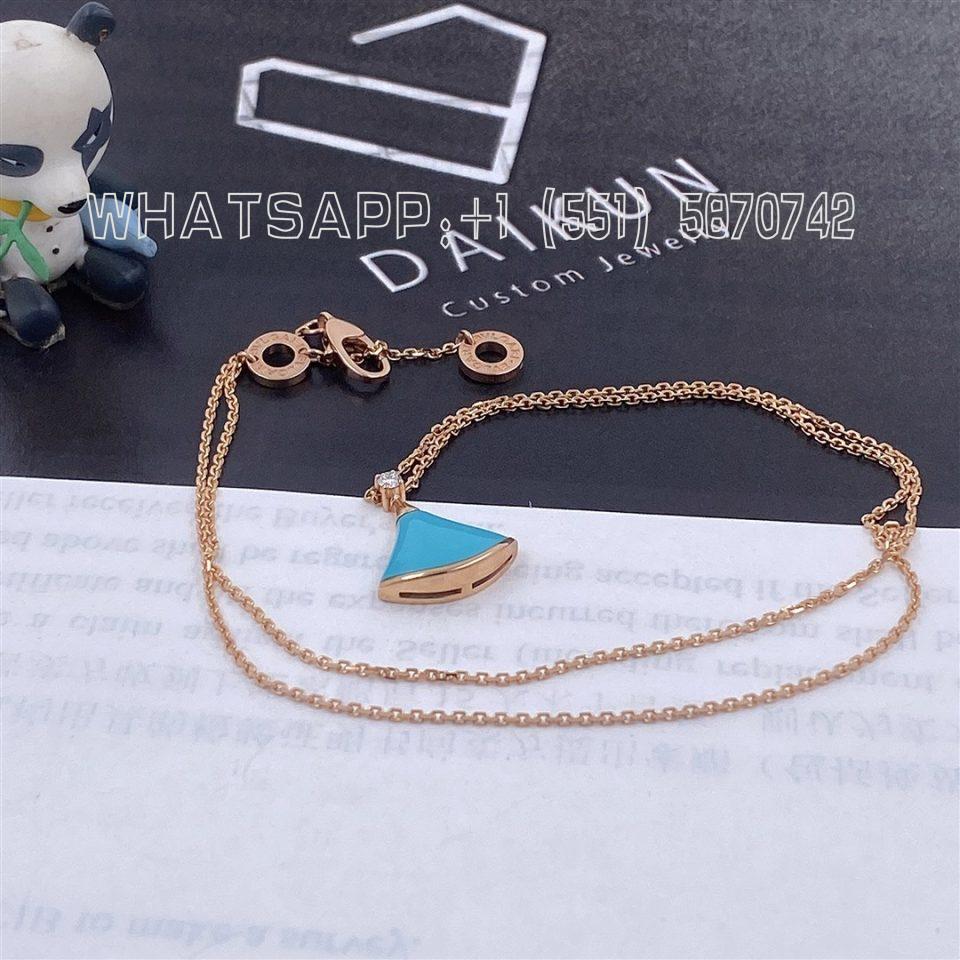 Custom Bvlgari Divas’ Dream Necklace 18k Rose Gold Turquoise 350584