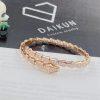 Custom Jewelry Bulgari Serpenti Viper One-coil Thin Bracelet in 18K Rose Gold and Full Pavé Diamonds 353792