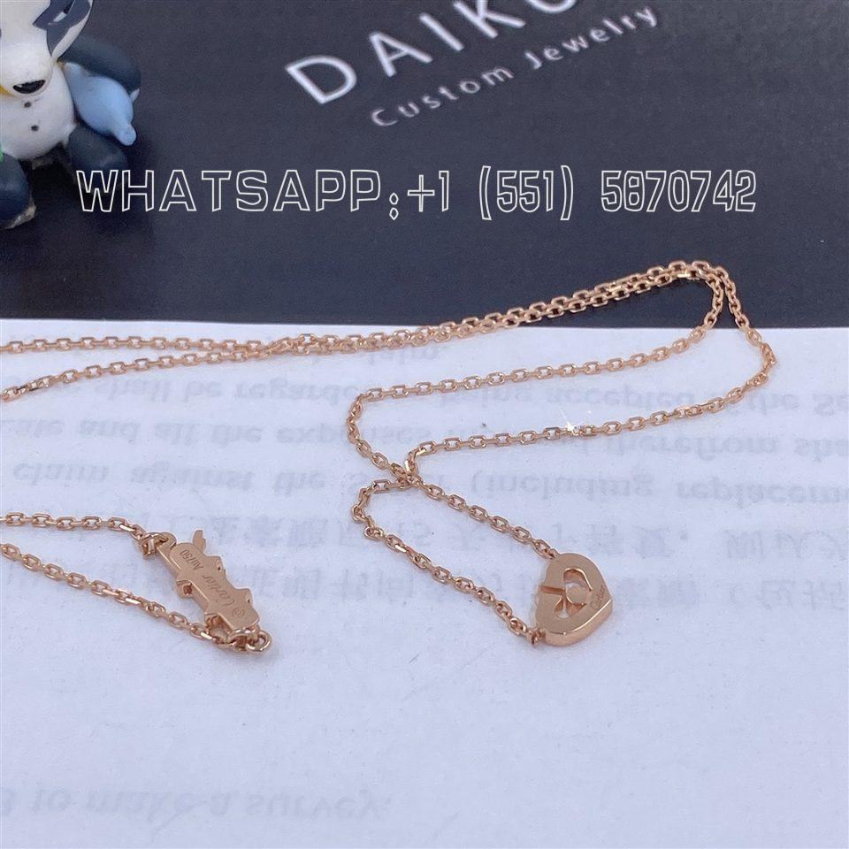 Custom Cartier Heart Necklace Rose Gold Diamonds B3040400