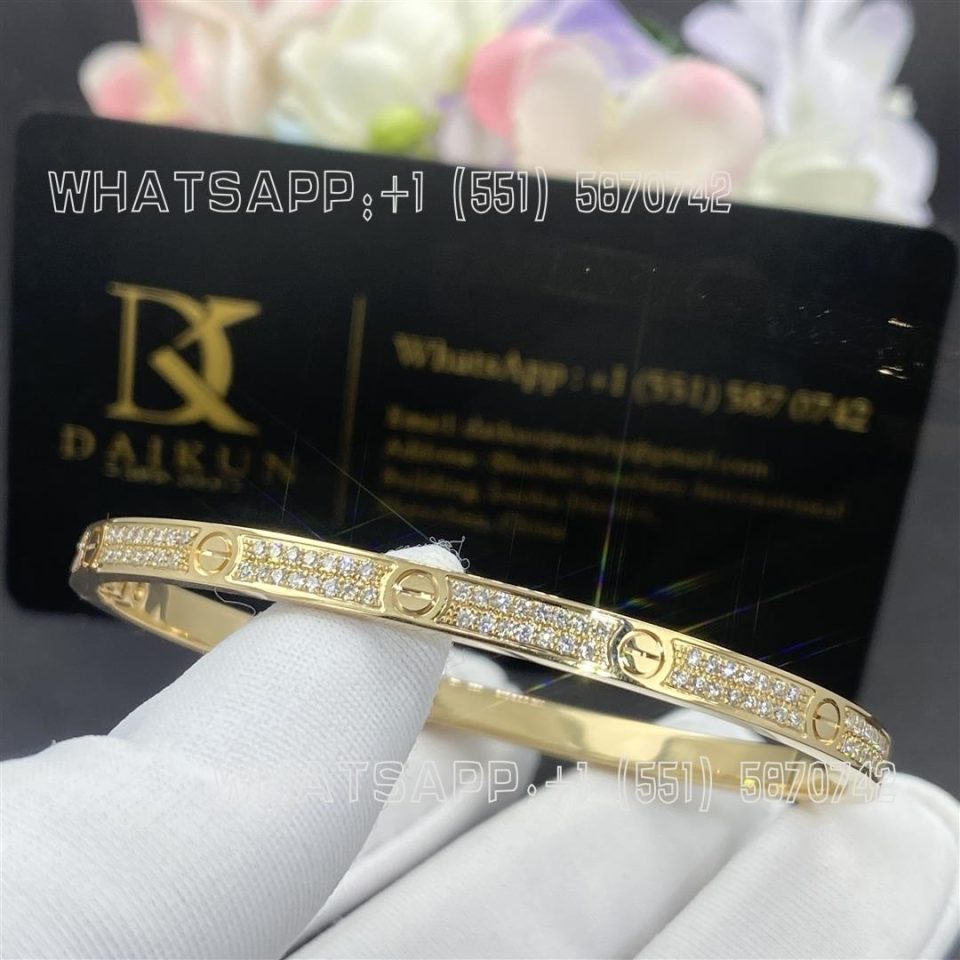 Custom Jewelry Cartier Love Bracelet Small Model Paved Yellow Gold and Diamonds N6710617