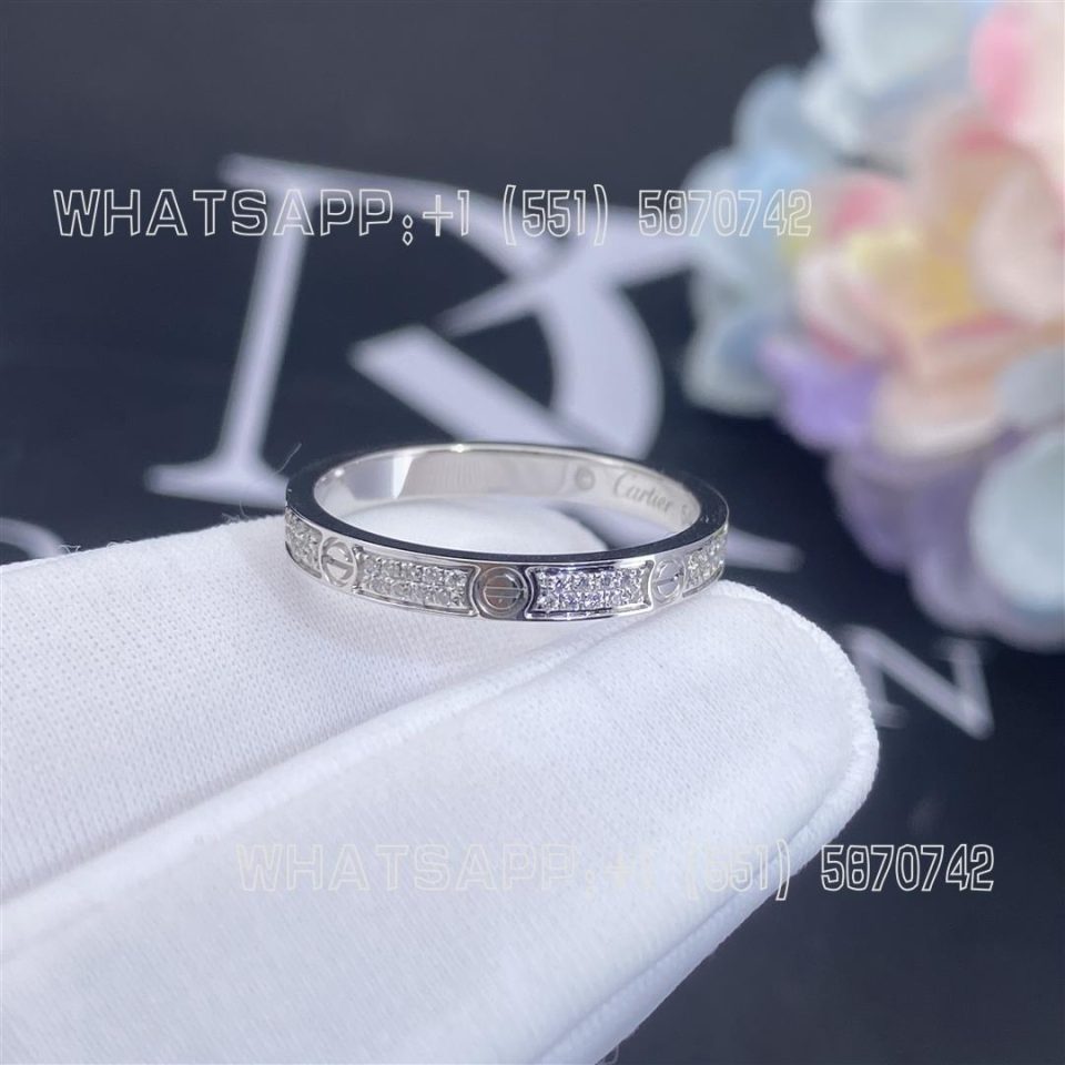Custom Jewelry Cartier Love Ring Small Model White Gold and Diamonds B4218200