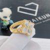 Custom Jewelry Roberto coin Ring Mother of Pearl Princess Flower Yellow Gold