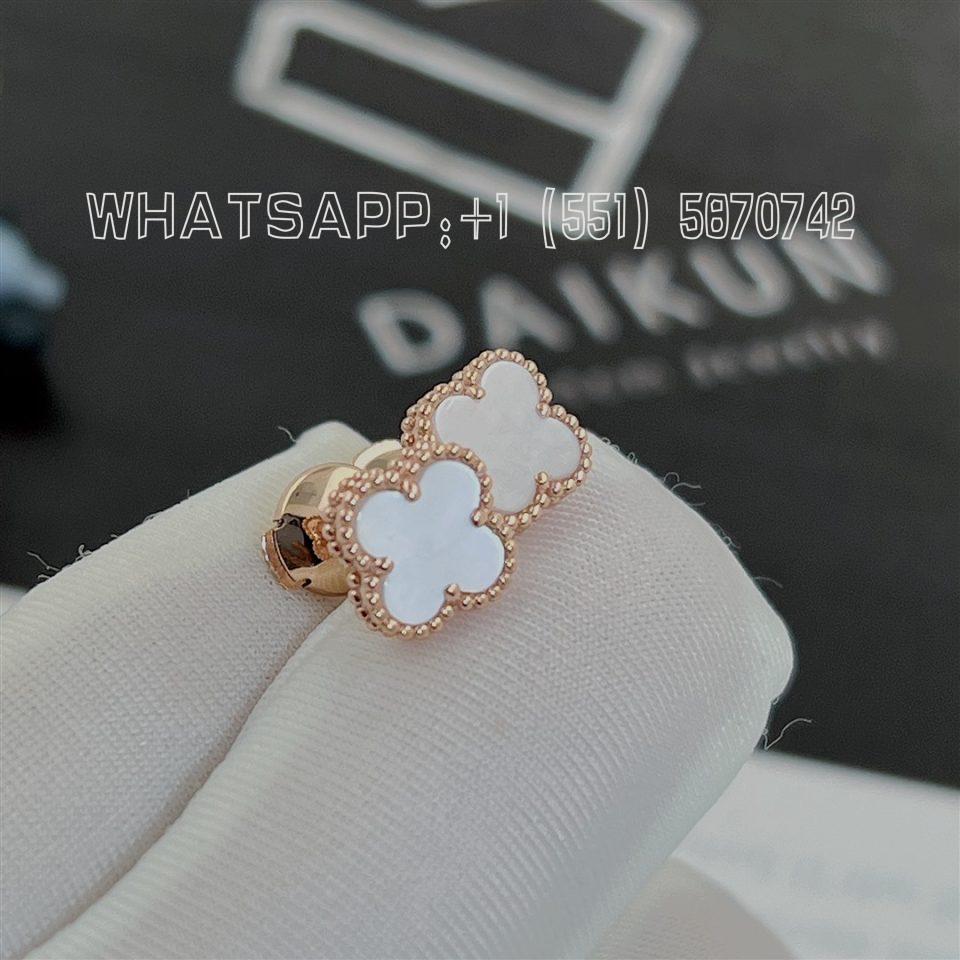 Custom Van Cleef & Arpels Sweet Alhambra Earstuds Rose Gold Mother-of-pearl