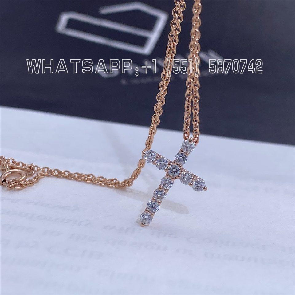 Tiffany Cross Pendant of round brilliant diamonds in Rose Gold
