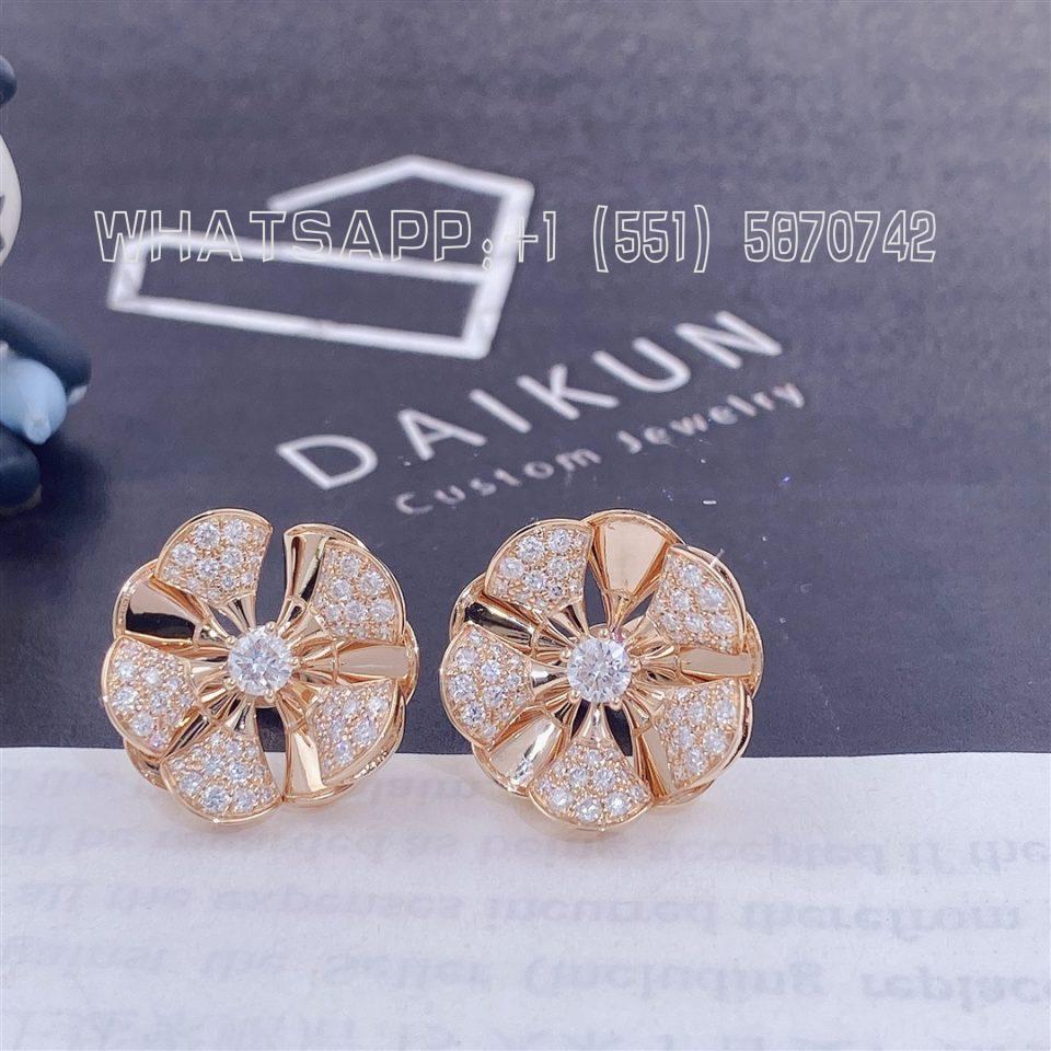 Custom Bvlgari Divas’ Dream Stud Earrings Central and Pavé Diamonds