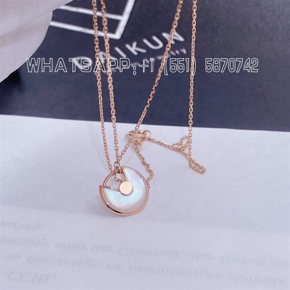 Custom Cartier Amulette De Cartier Necklace, XS Model, Yellow Gold White Mother-of-pearl B3047100