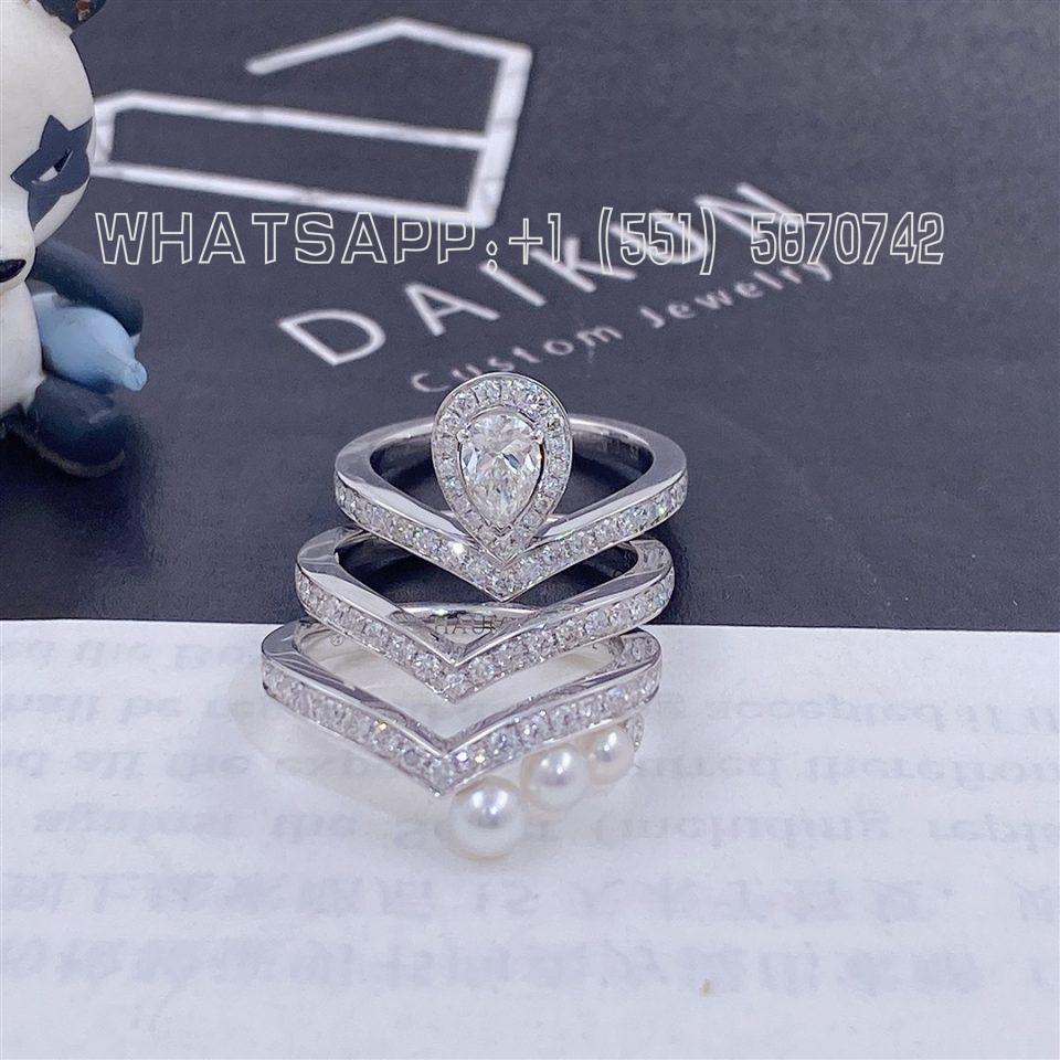 Custom Chaumet Paris Joséphine Aigrette Pavé Diamond Ring in White Gold