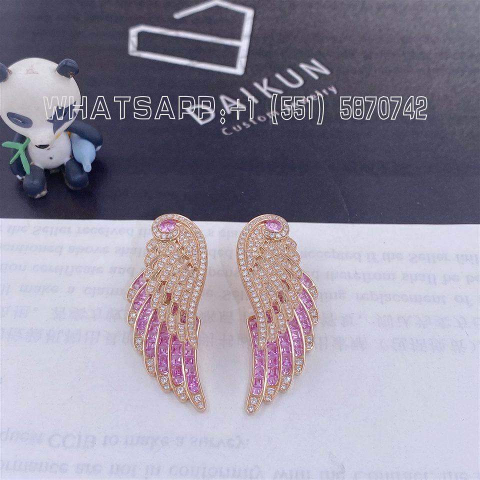 Custom Garrard Wings Embrace Pink Sapphire and Diamond Drop Earrings In 18ct Rose Gold