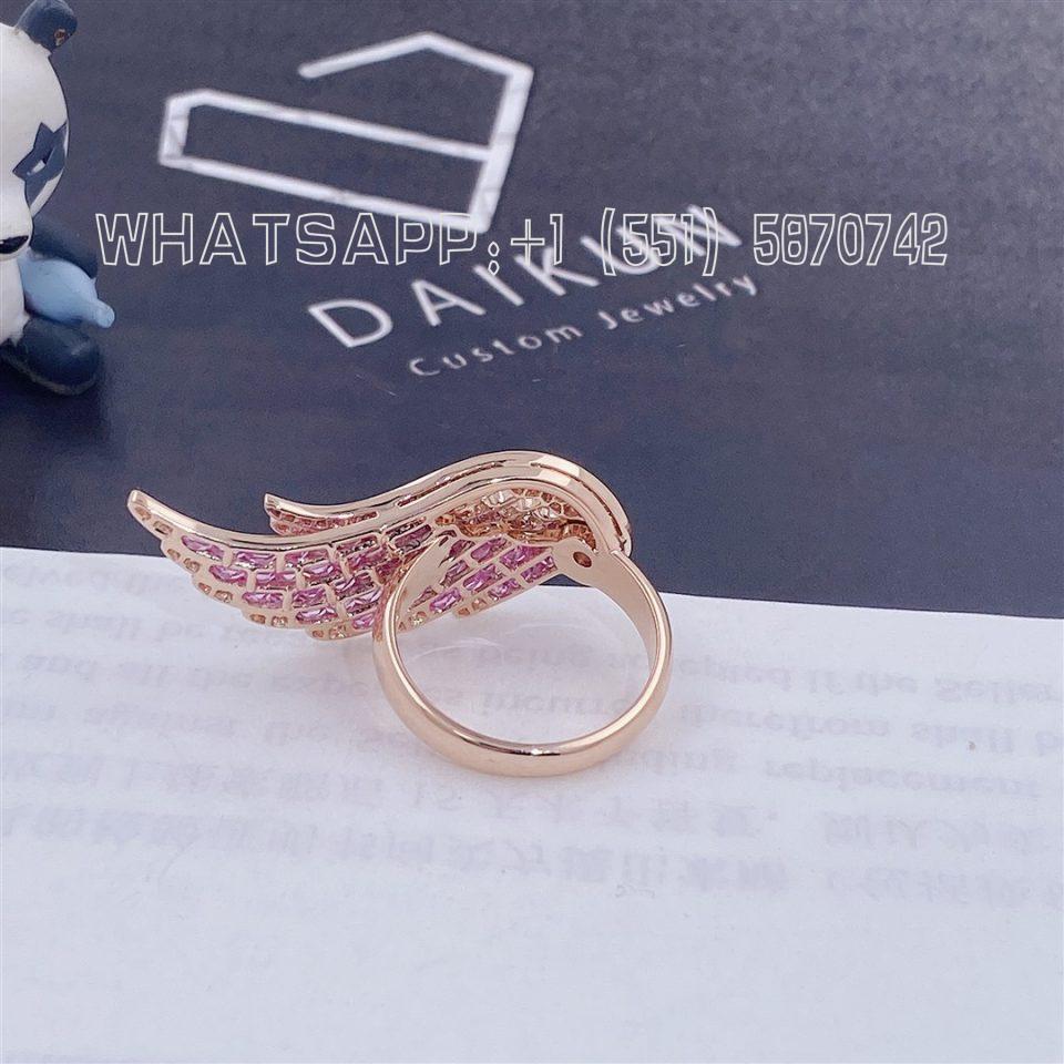 Custom Garrard Wings Embrace Pink Sapphire and Diamond Ring In 18ct Rose Gold