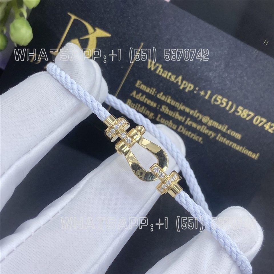 Custom Jewelry Fred Force 10 Bracelet 18k yellow gold and diamonds medium model White Cable 0B0070- 6B0285