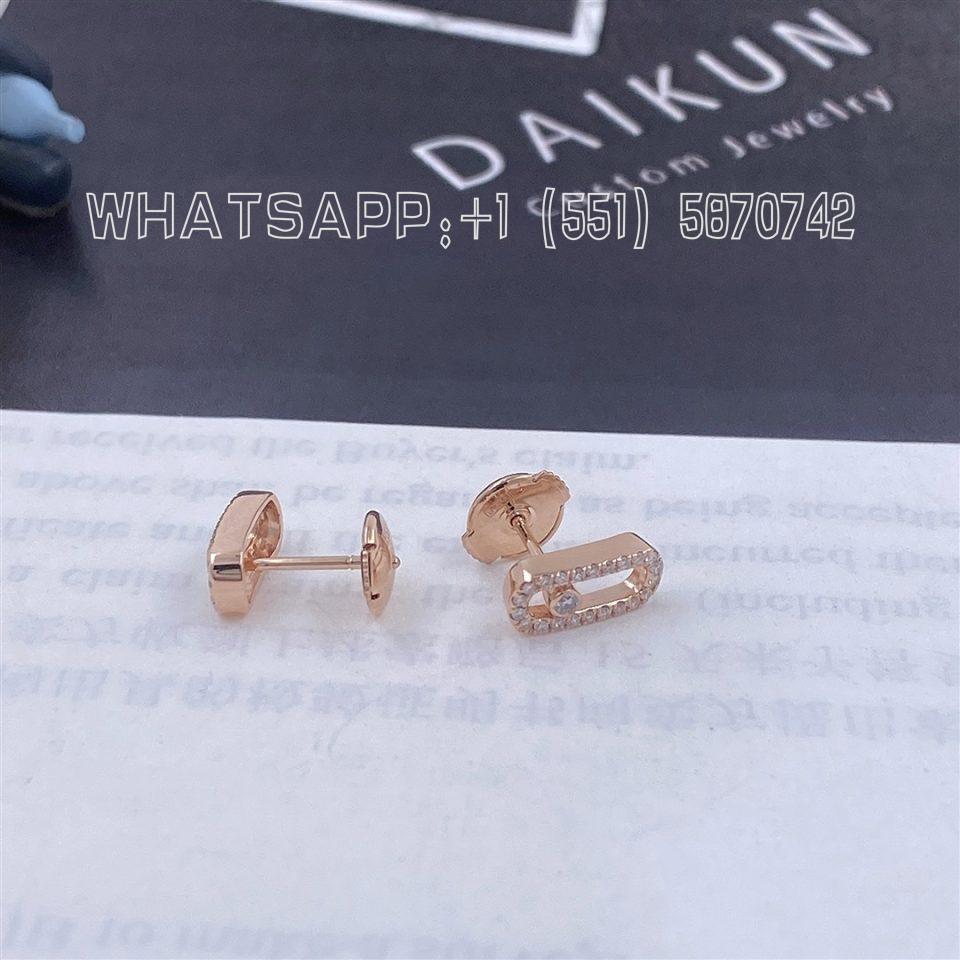 Custom Messika Rose Gold Diamond Earrings Puces Move Uno