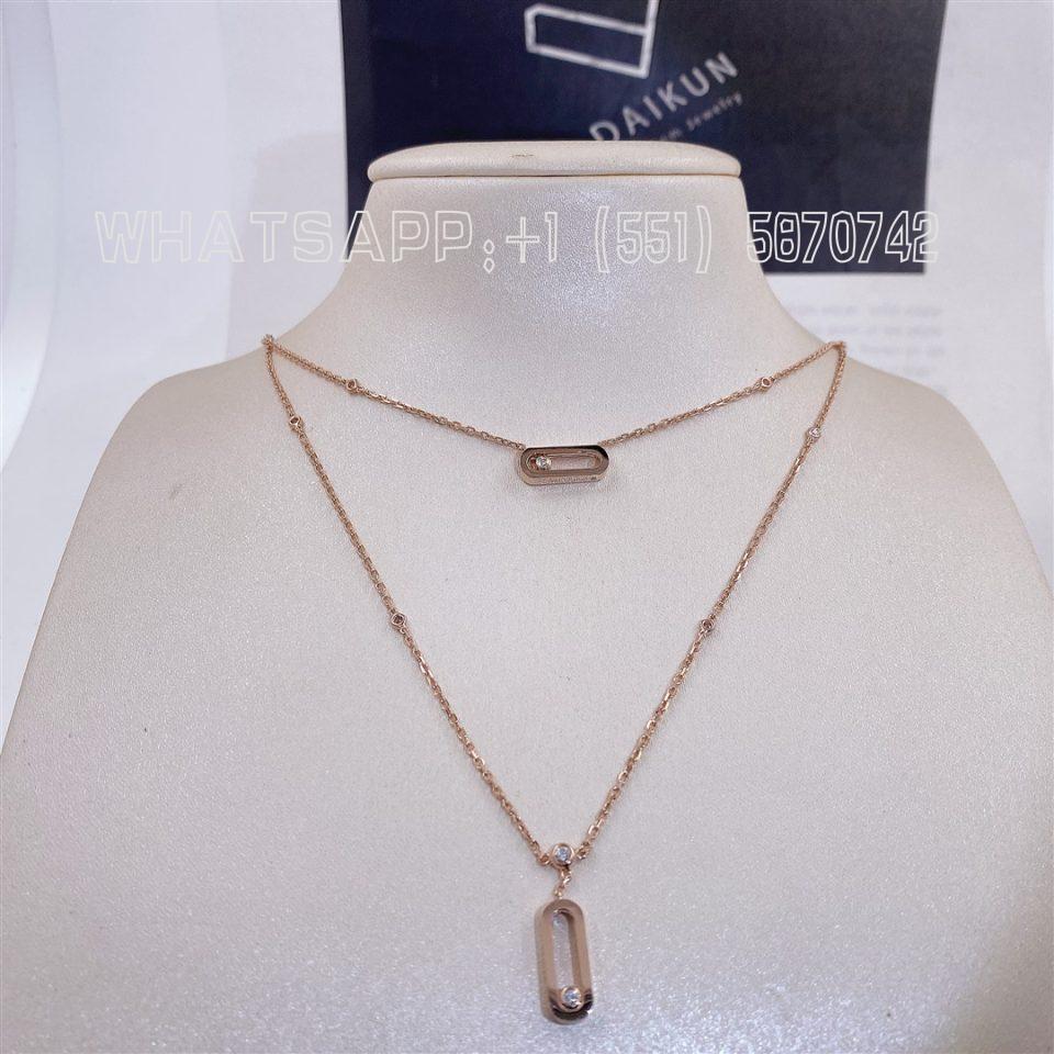 Custom Messika Rose Gold Diamond Necklace Move Uno 2 Rows