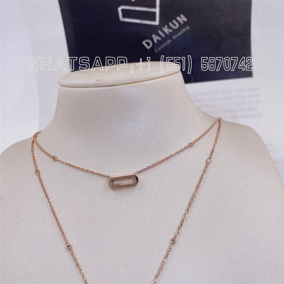 Custom Messika Rose Gold Diamond Necklace Move Uno 2 Rows
