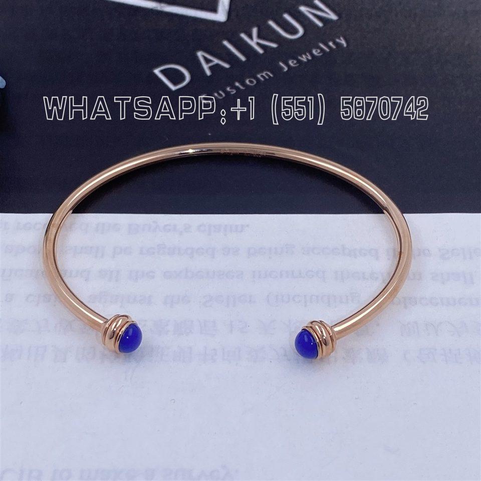 Custom Piaget Possession Open Bangle Bracelet 18k Rose Gold and Lapis Lazuli