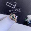 Custom Jewelry Bulgari Serpenti 18k Rose Gold Ring Set with Blue Sapphire Eyes Malachite Elements and Pavé Diamonds