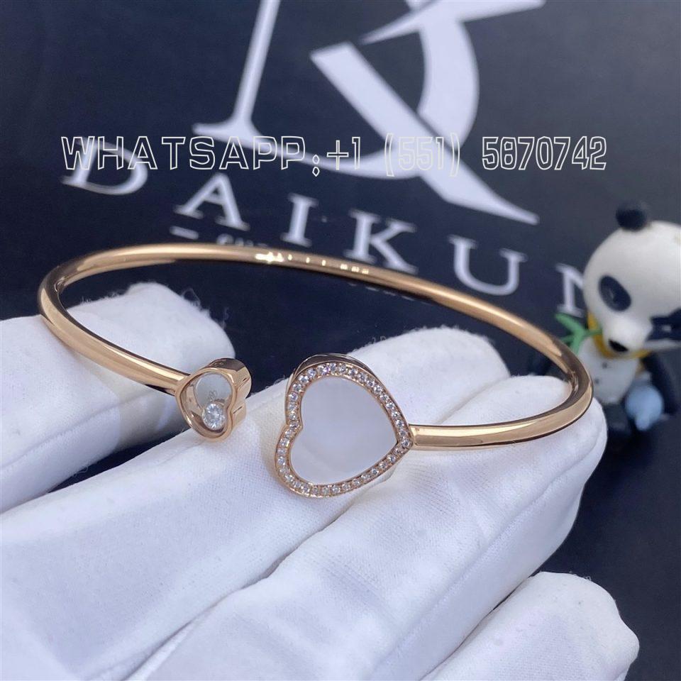 Custom Jewelry Chopard Happy Hearts Bangle Ethical Rose Gold Diamonds Mother-of-pearl @85a074-5300