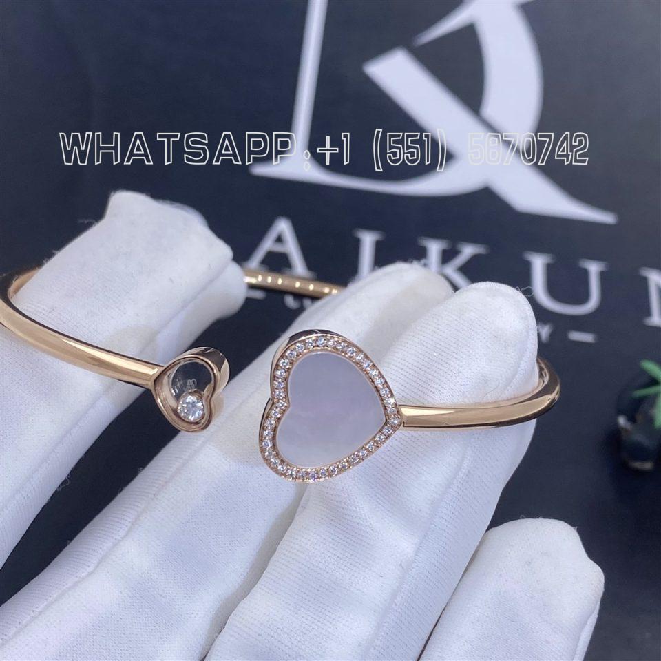 Custom Jewelry Chopard Happy Hearts Bangle Ethical Rose Gold Diamonds Mother-of-pearl @85a074-5300