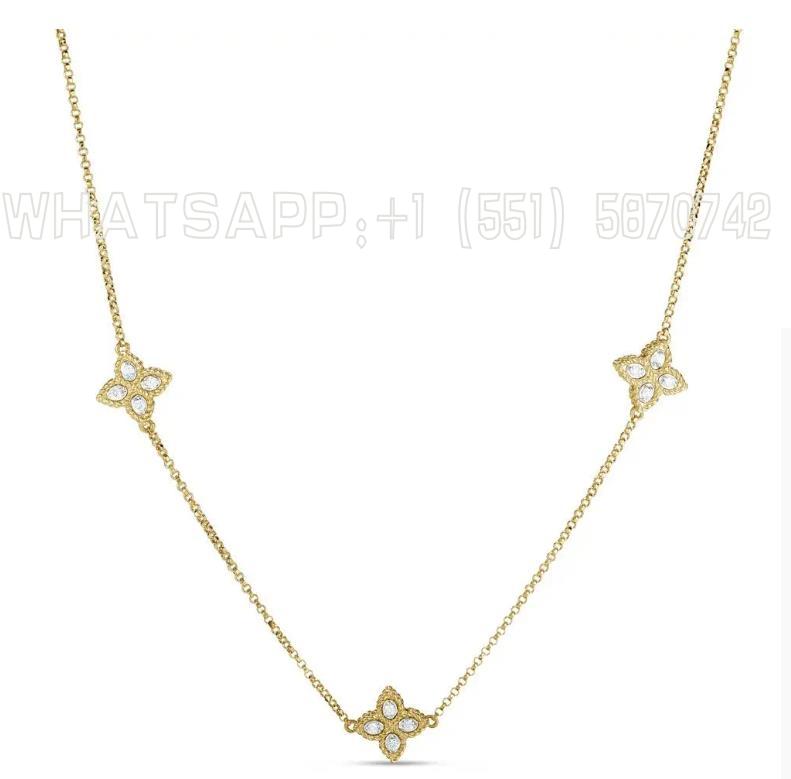 Custom Jewelry Roberto Coin Princess Flower Necklace with Diamonds ADR777CL1093