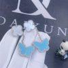 Custom Jewelry Van Cleef & Arpels Lucky Alhambra earrings 2 motifs White gold, Mother-of-pearl, Turquoise