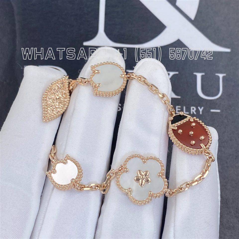 Custom Jewelry Van Cleef & Arpels Lucky Spring Bracelet 5 Motifs Rose Gold VCARP7RR00
