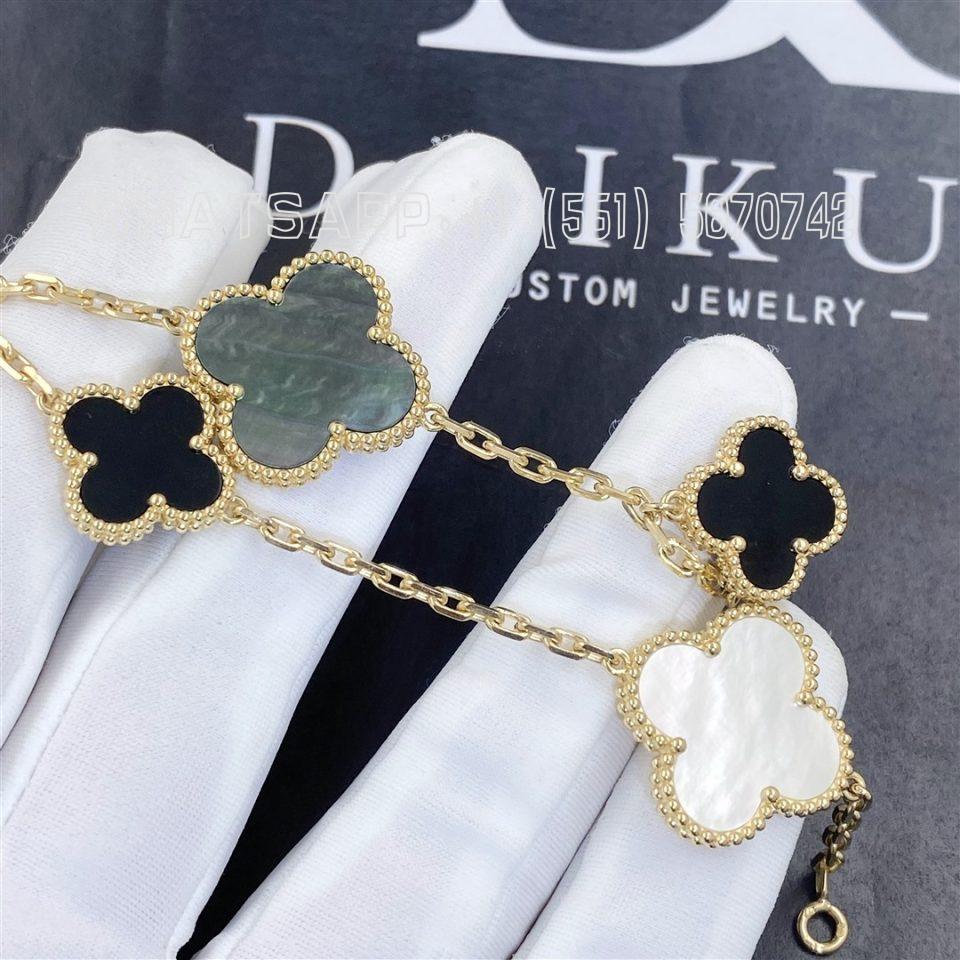 Custom Jewelry Van Cleef & Arpels Magic Alhambra Bracelet 5 Motifs Yellow Gold Mother-of-pearl, Onyx VCARD78700