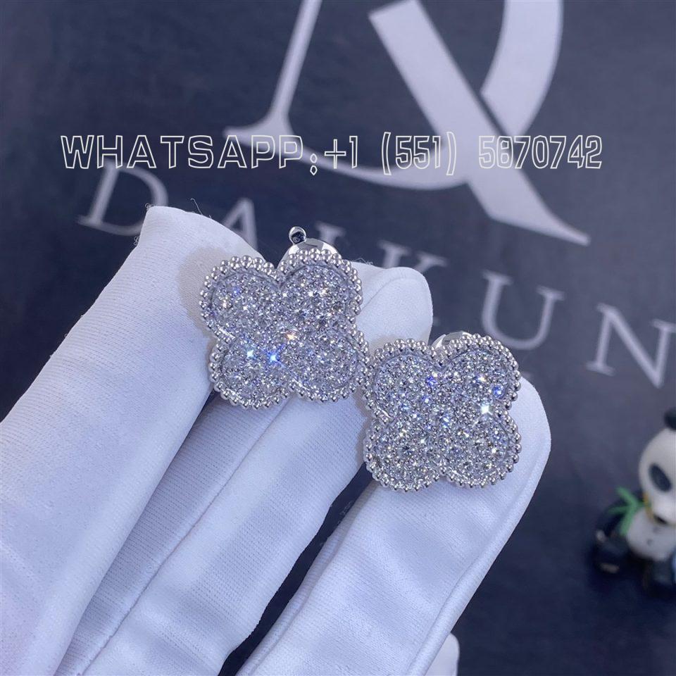 Custom Jewelry Van Cleef & Arpels Magic Alhambra Earrings White Gold Diamond VCARN9ZR00