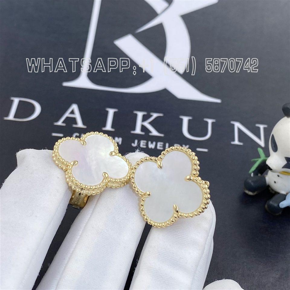 Custom Jewelry Van Cleef & Arpels Magic Alhambra earrings Yellow gold Mother-of-pearl VCARA43700