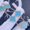 Custom Jewelry Van Cleef & Arpels Vintage Alhambra Bracelet 5 Motifs Yellow Gold Turquoise VCARA42000
