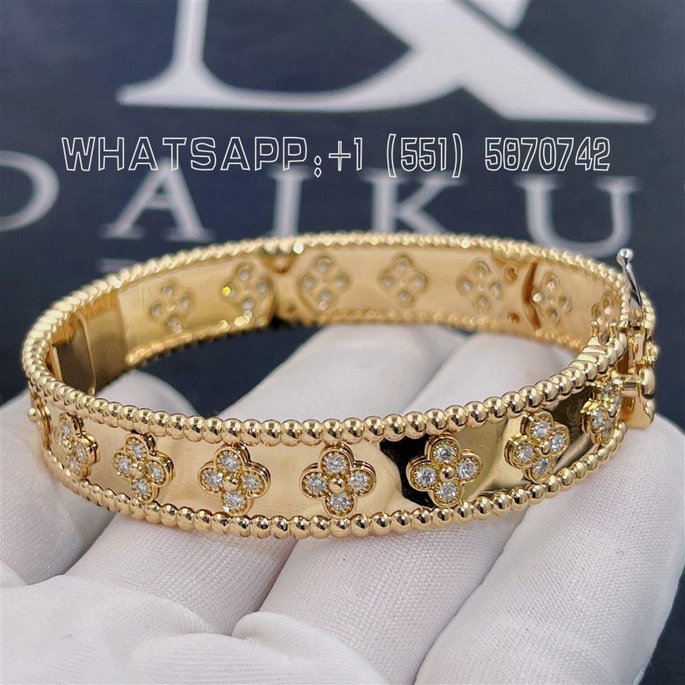 Custom Van Cleef & Arpels Perlée Perlée clovers bracelet Yellow gold Diamond VCARP3O100