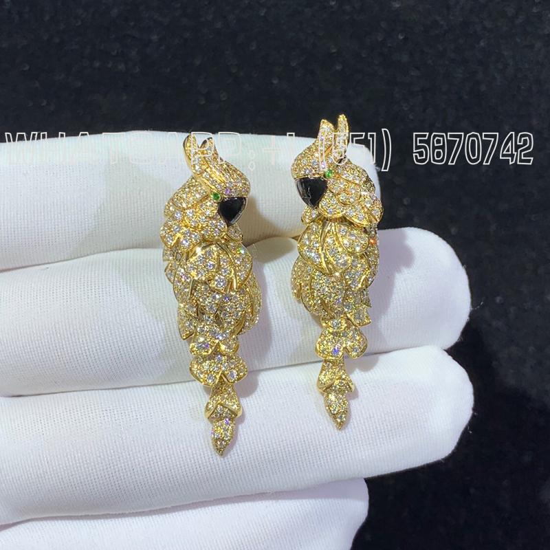 Custom Jewelry Cartier Les Oiseaux Libérés Earrings Yellow Gold Diamond N8503300