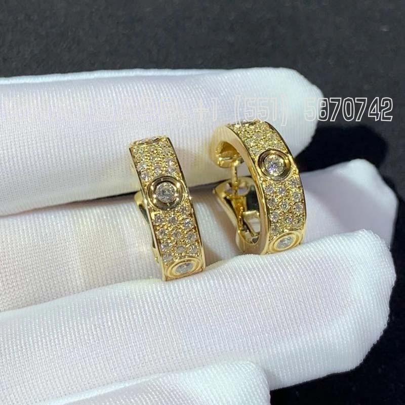 Custom Jewelry Cartier Love Hoop Earrings 18K Yellow Gold 5.5mm wide