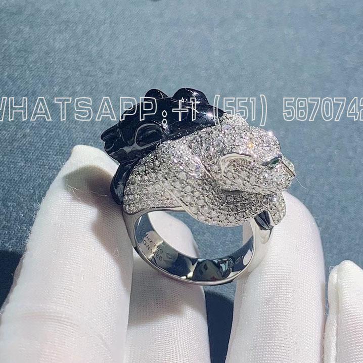 Custom Jewelry Cartier PanthÈre De Cartier Jaguar Ring White Gold, Emeralds, Onyx, Diamonds H4380800