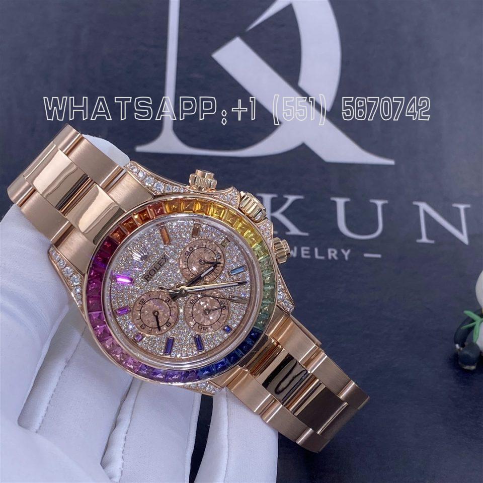 Custom Watches Rolex Daytona Rainbow Custom Diamonds Rose Gold 116595rbow