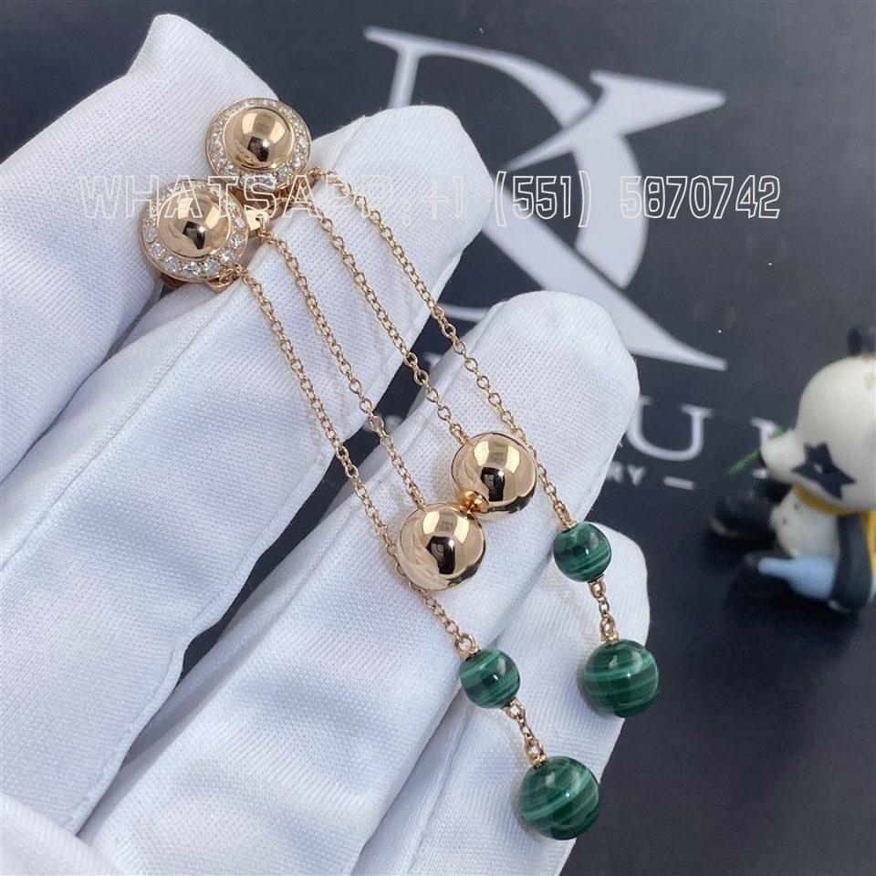 Custom Jewelry Piaget Possession Earrings in 18k Rose Gold Green Malachites G38PW300