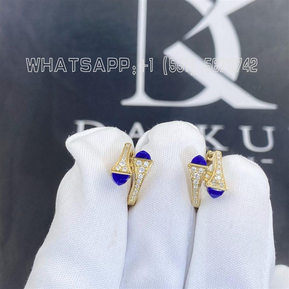 Custom Jewelry Marli Cleo Diamond Huggie Earrings In Yellow Gold And Lapis Lazuli CLEO-E20