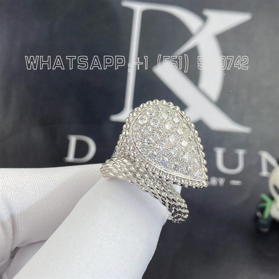 Custom Jewelry Boucheron Serpent Bohème Ring L Motif in 18k White Gold JRG01894