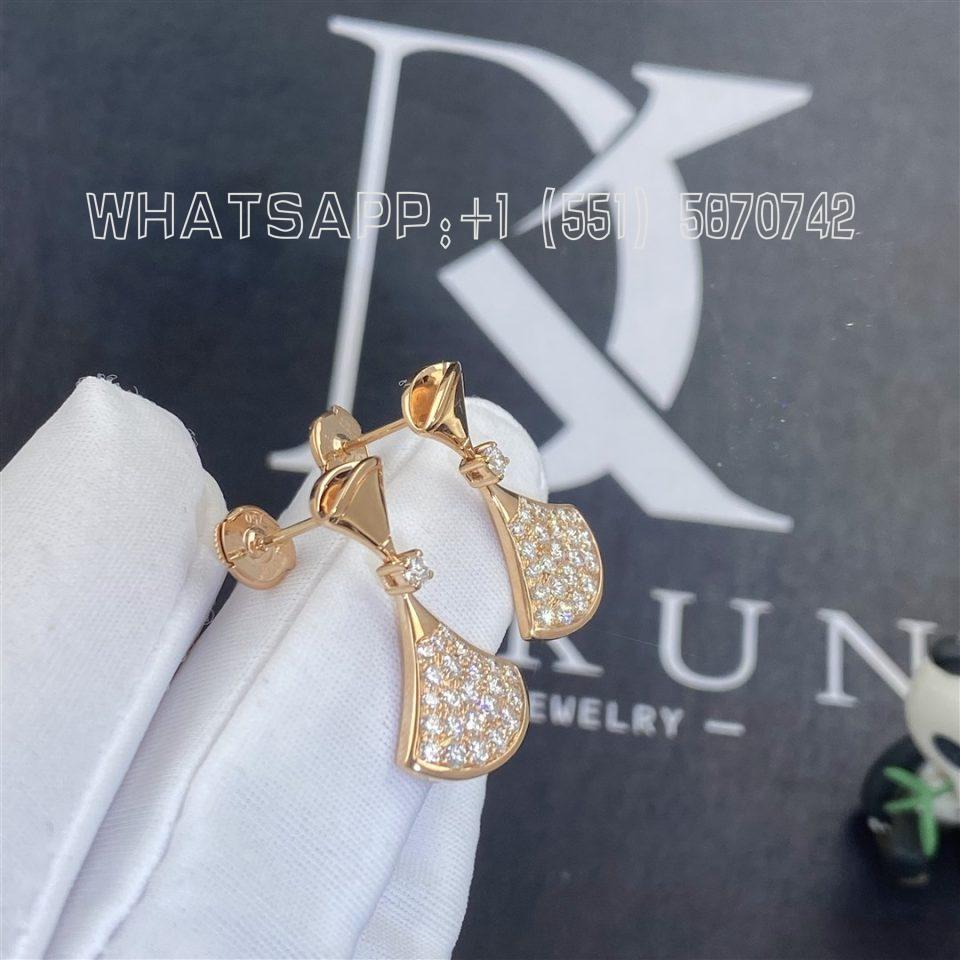 Custom Jewelry Bulgari Divas’ Dream 18K Rose Gold Earring Set with Pavé Diamonds 351054