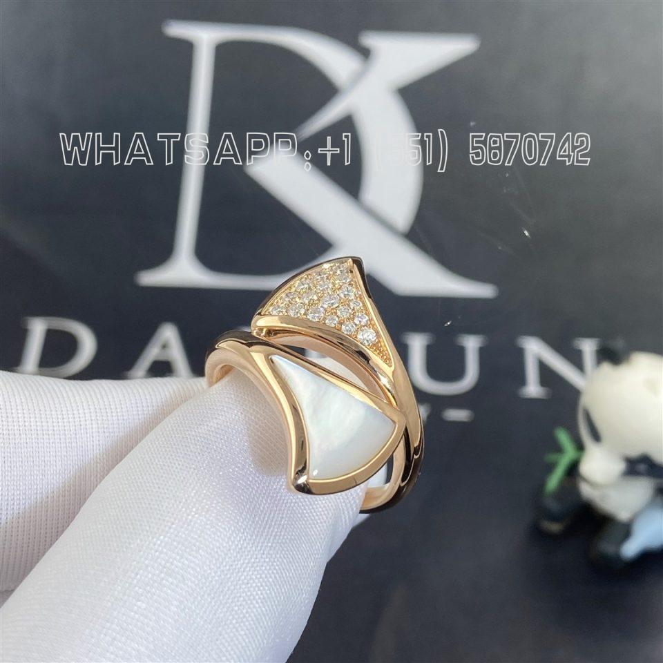 Custom Jewelry Bulgari Rose Gold Divas Dream Ring Diamond and Mother of Pearl 350716