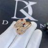 Custom Jewelry Bulgari Serpenti Seduttori 18k Rose Gold Double Head Ring Set with Rubellite Eyes and Pavé Diamonds 358090