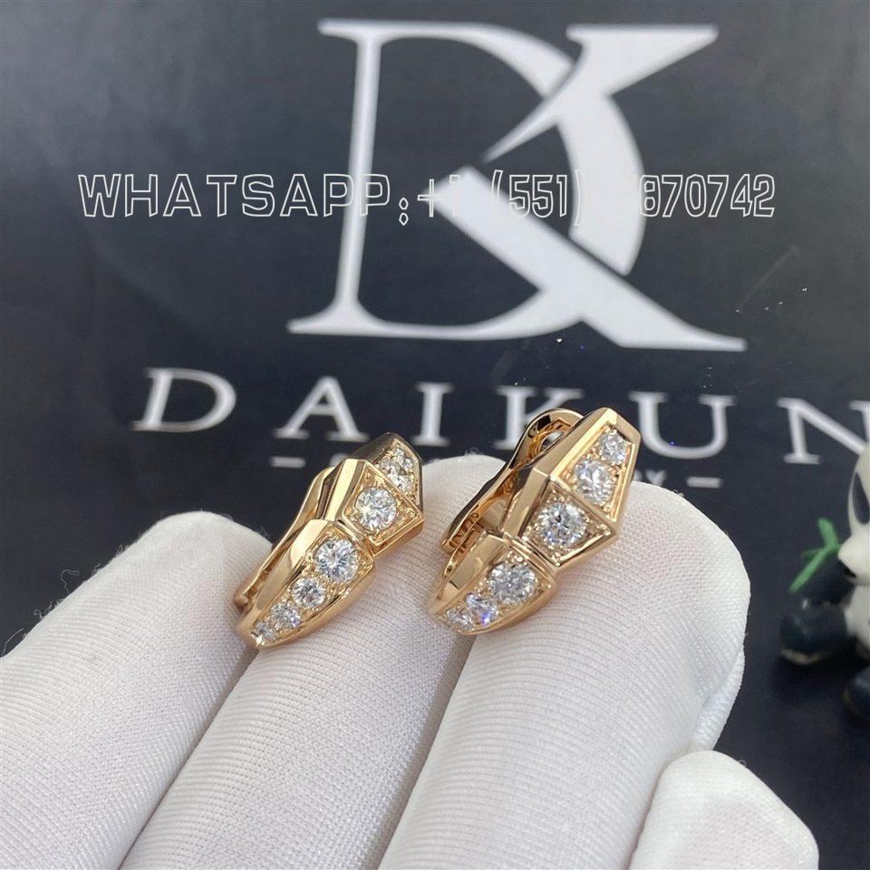 Custom Jewelry Bulgari Serpenti Viper Diamond Earrings in 18K Rose Gold 354035