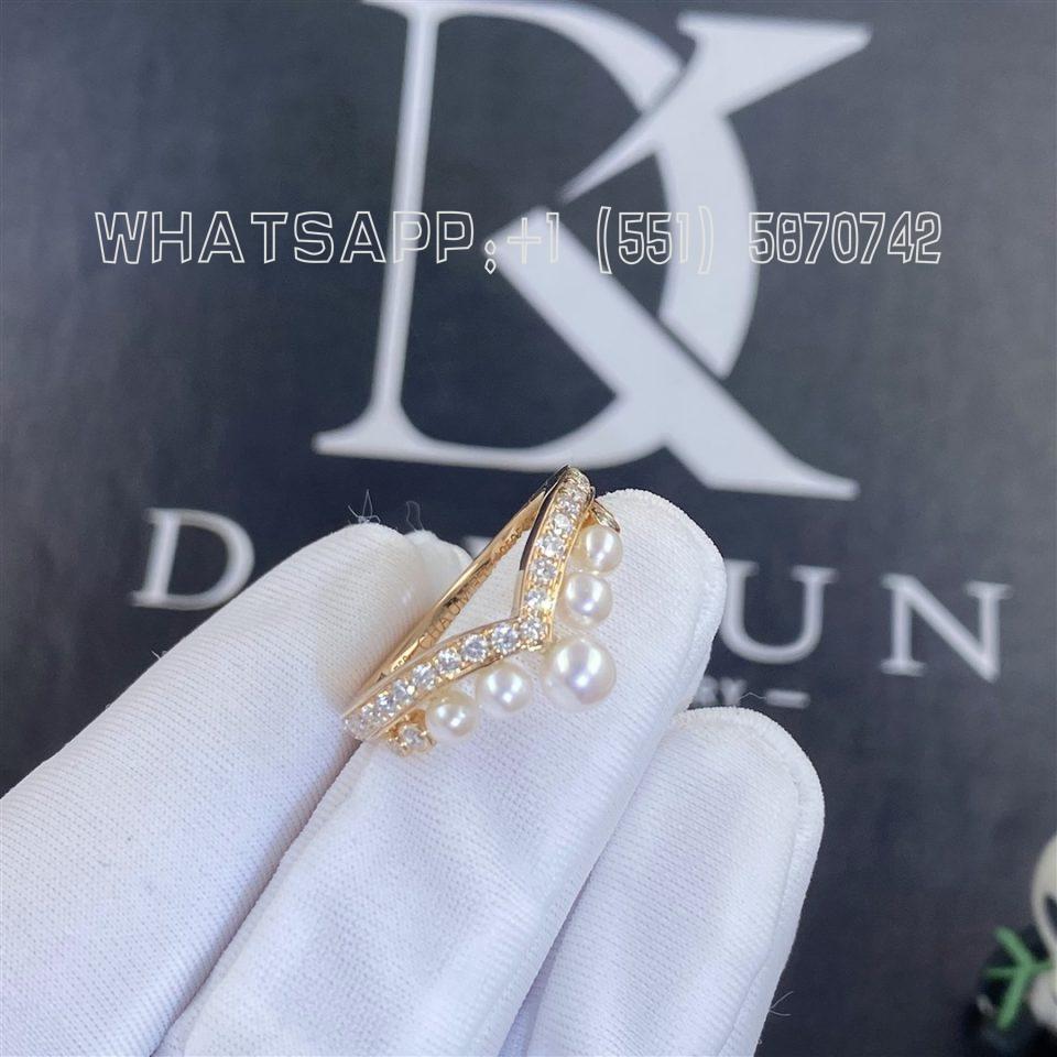 Custom Jewelry Chaumet Paris Joséphine Aigrette Pavé Diamond Ring in Rose Gold, Set with Pearls and Diamonds 084408